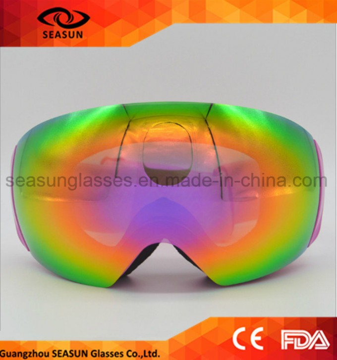 Blue Winter UV400 Eye Protective Snow Goggles with Custom Ski Goggle Strap Image1