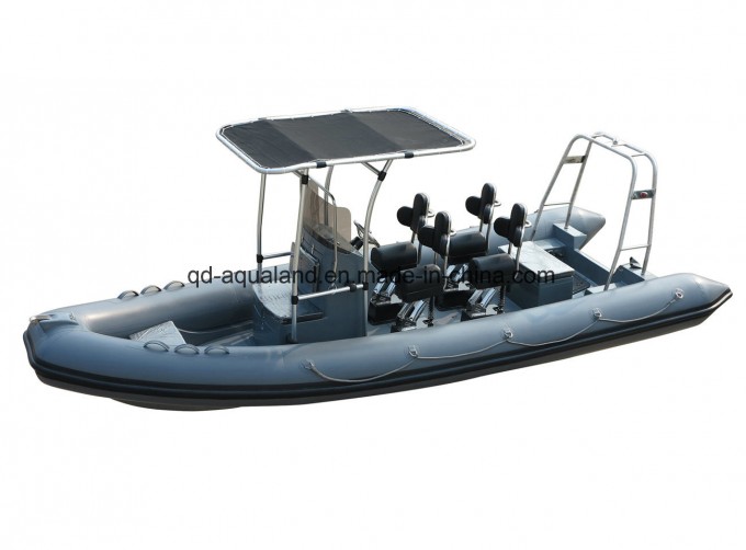 Aqualand 21feet 6.4m Fiberglass Rigid Inflatable Motor Boat/Rib Rescue Patrol/Military Boat (RIB640T Image1