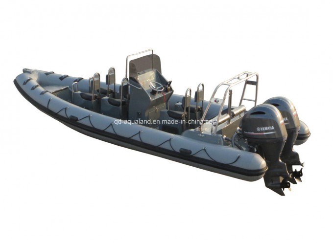 China Aqualand 25feet 7.5m Rigid Inflatable Patrol Boat/Fiberglass Rib Rescue Boat (RIB750B) Image1
