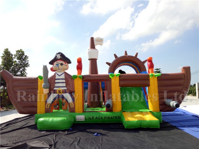 France Customer New Giant Combo Inflatable Pirate Boat for Sale Image1