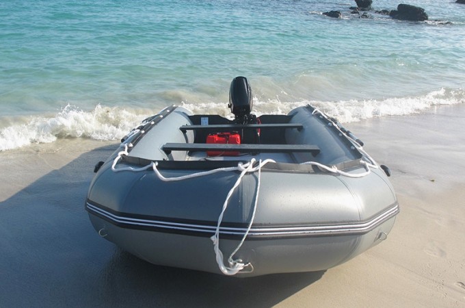 Inflatable Pontoon Boat Beach Boat for Fishing with Motor Image1