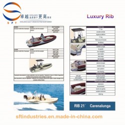 21′ Hypalon/FRP Luxury Rib Inflatable Boats Made in China