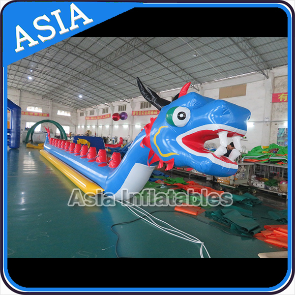 Customized Long Inflatable Dragon Boat, Banana Boat, 2017 New Design Blue Dragon Boat Image1