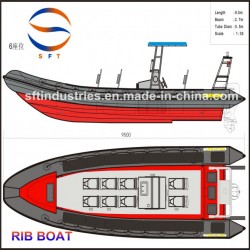 9.5 Meters China Rigid Inflatable Rubber Sport Rib Boats