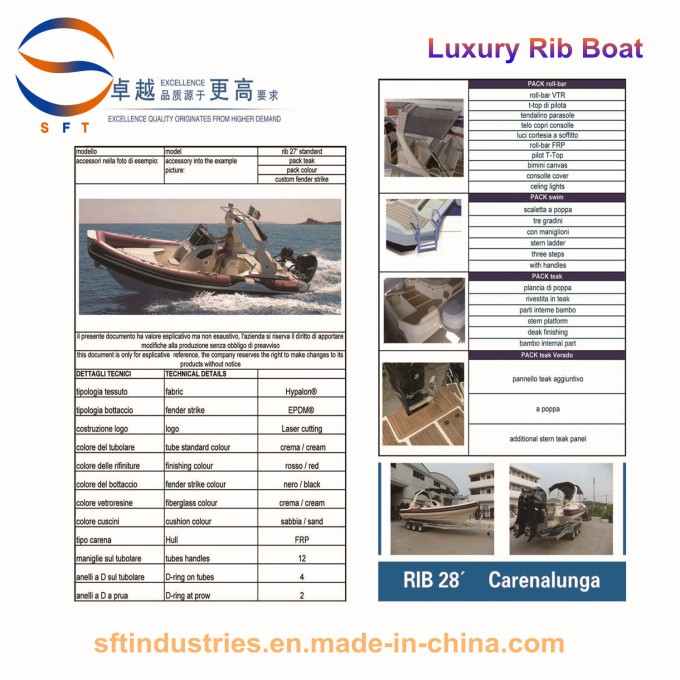 28′ Italy Big Fast Speed Luxury Yacht Rib Boat Image1