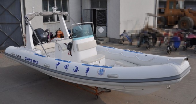 6.8m Rib Fibergalss Hull Single Floor Rigid Inflatable Boat_Gray PVC Image1