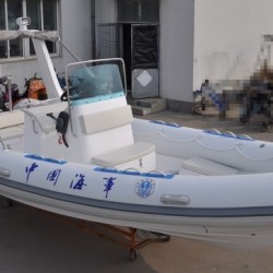 6.8m Rib Fibergalss Hull Single Floor Rigid Inflatable Boat_Gray PVC
