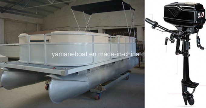5.2m Aluminum Pontoon River Boat with Electric Outboard Image1
