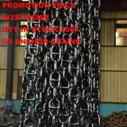 Manufacture Promotion Anchor Chain in Stock U3 92mm and 105mm Marine Link Anchor Chain