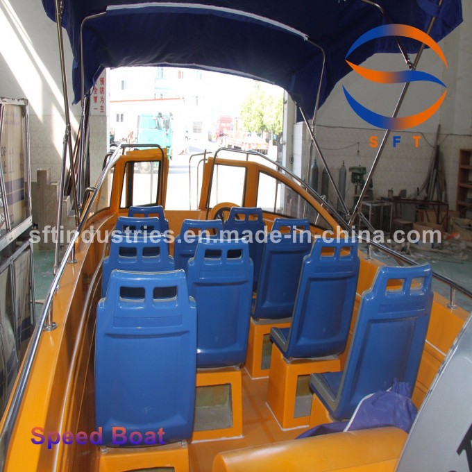 650 Fiberglass FRP Fishing Speed Boat 12p with Outboard Engine Image1