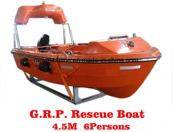 4.5m Fast Rescue Boat for Sale, Marine Life Boat, Solas Fiberglass Rescue Boat Image1
