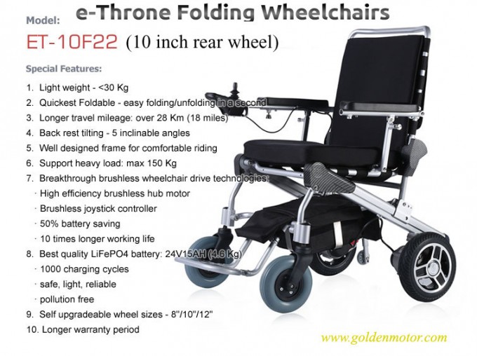 8′′ 10′′ 12′′ Light Weight Foldable Power Electric Wheelchair wi Image1