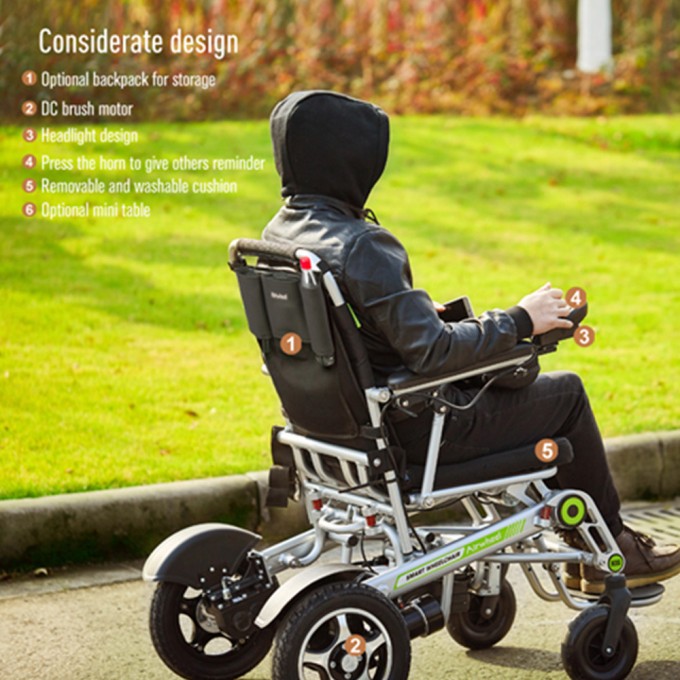 Lightweight 24V 200W Power Electric Foldable Wheelchair for Elders Image1