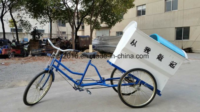 Three Wheel Tandem Manual Tricycle for Adults Collecting Garbage Image1