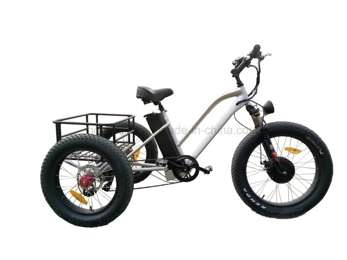 48V 500W Fat Tire Cargo Tricycle Three Wheel Electric Tricycle Lithium Battery LCD Display with Peda Image1