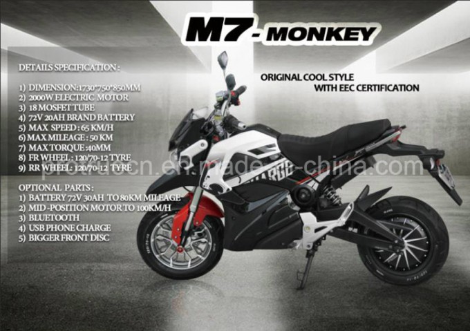 2017 New Style 2000W Electric Motorcycle with Sealed Lead-Acid Battery Image1