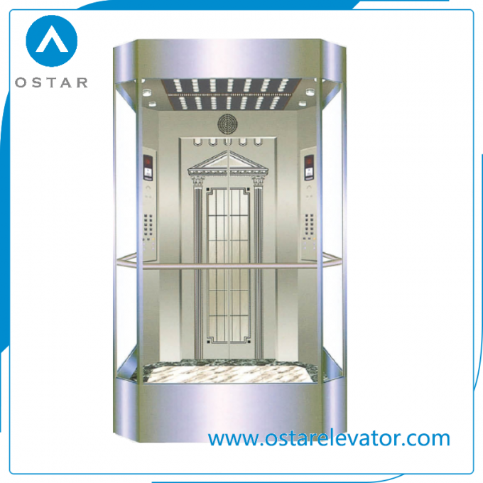 800kg~1600kg 1.0m/S Glass Observation Lift Passenger Elevator Image1