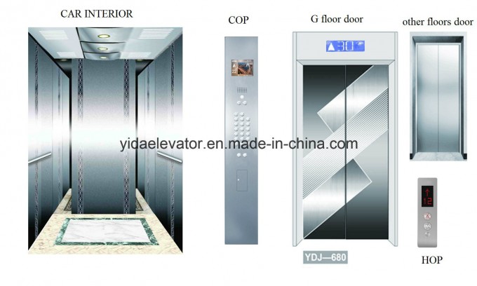 Passenger Elevator with Etching Stainless Steel Car Cabin Image1