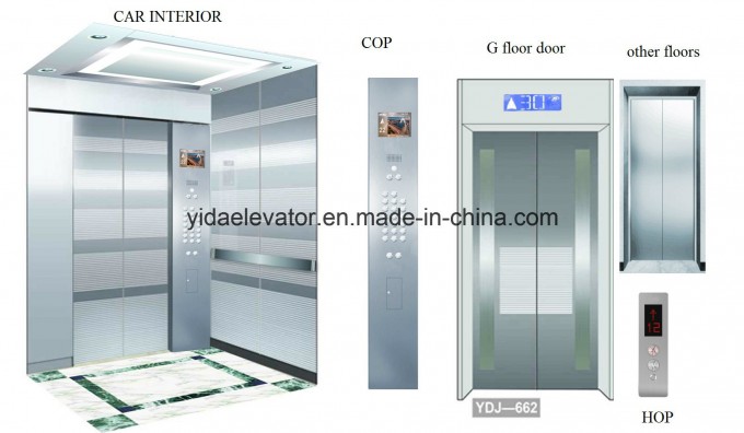 Passenger Elevator with Etching Stainless Steel Car Cabin Image1