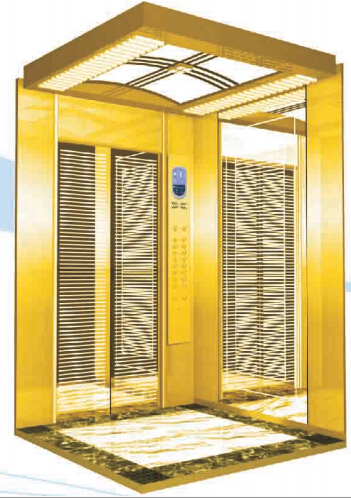 Passenger Elevator with Golden Mirror Etching Stainless Steel Image1