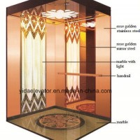 Passenger Elevator with Rose Golden Stainless Steel Car Cabin