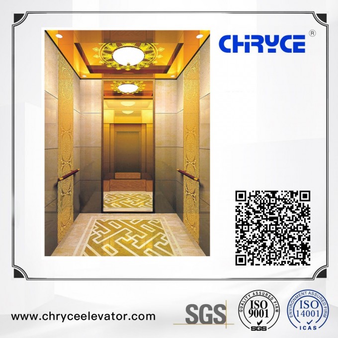 Golden Mirror Etching Passenger Elevator Image1