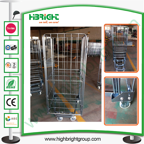 Zinc Plated Warehouse Foldable Roll Storage Container Image1