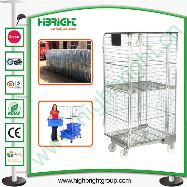 Logistic Wire Laundry Roll Cage with Two Swivel Wheels Image1