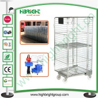 Logistic Wire Laundry Roll Cage with Two Swivel Wheels