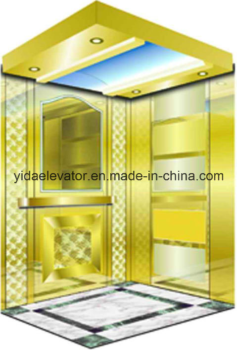 Golden Mirror Etching Stainless Steel Passenger Elevator for Spanish-Speaking Countries Image1