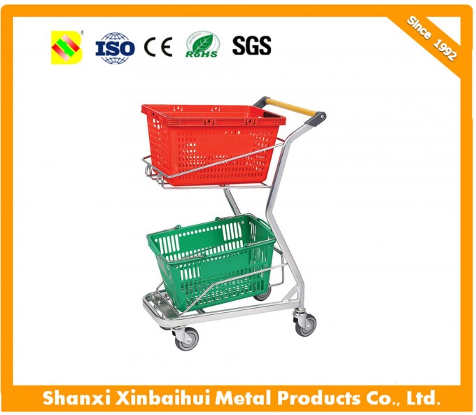 Warehouse Double-Deck Hand Trolley, Suitable for Heavy-Duty Material Handling Image1