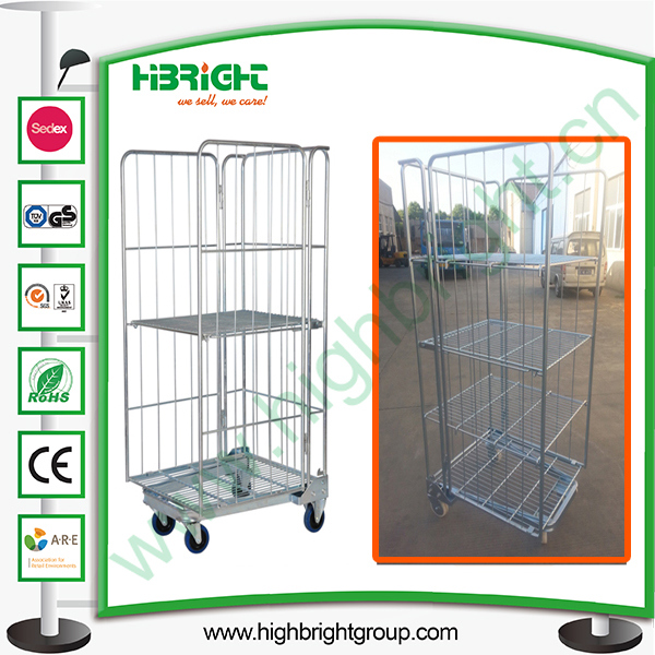 Wire Metal Storage Laundry Cart with Four Wheels Image1
