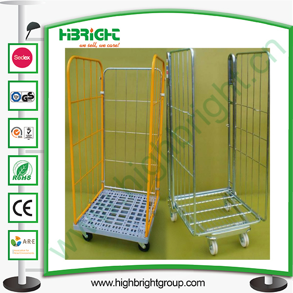 Wire Mesh Container and Hand Roll Cage with Wheels Image1