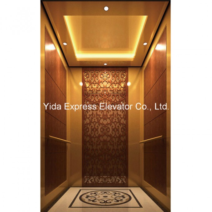 Gearless Passenger Elevator with Golden Mirror Stainless Steel Image1