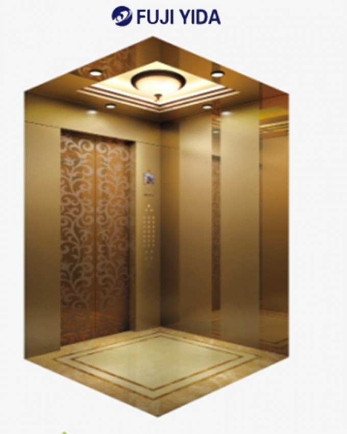FUJI Yida Passenger Elevator Cabin with Rose Golden Mirror Image1