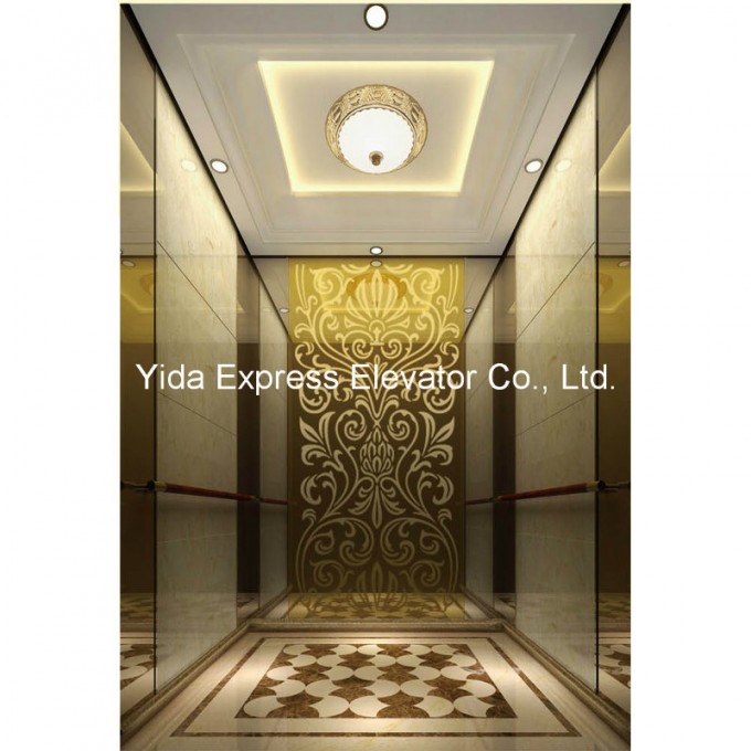 Gearless Passenger Elevator with Marble and Mirror Stainless Steel Image1