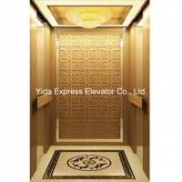 Gearless Passenger Elevator with Champagne Quartz Mirror Stainless Steel