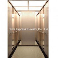 Gearless Passenger Elevator with Etching and Rose-Gold Brushed Stainless Steel