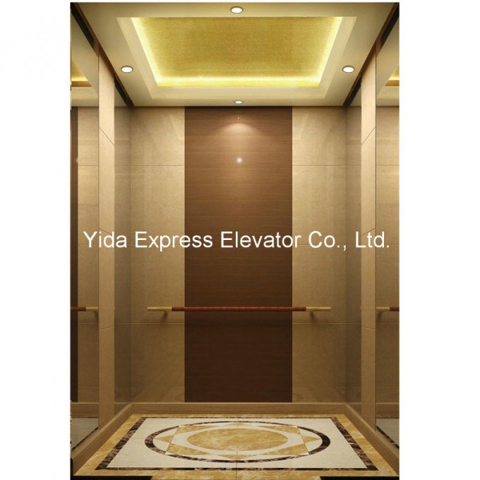 Gearless Passenger Elevator with Marble and Beveled Glass Mirror Image1