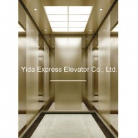 Gearless Passenger Elevator with Champagne Quartz Blasted Stainless Steel