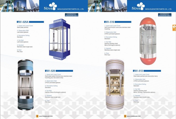 630kgs-1250kgs Panoramic Elevator Lift with Glass Cabin Image1
