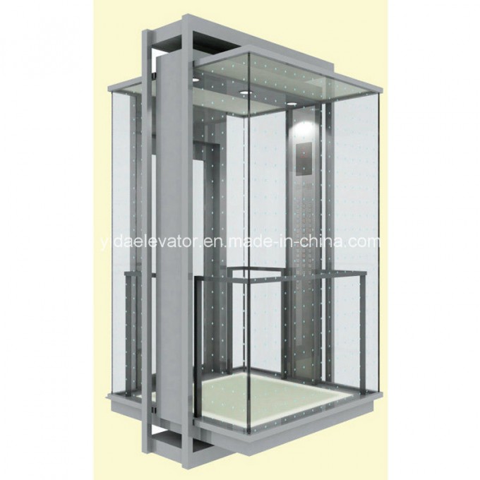 Hsgq-1419b-Square Type Sightseeing Elevators with Full Glass Cabin Wall Image1