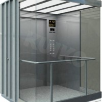 Square Panoramic Elevator Hairline Stainless Steel
