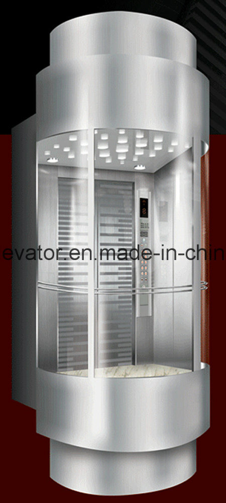 Unique Design Panoramic Elevator with Rear Wall in Glass Image1
