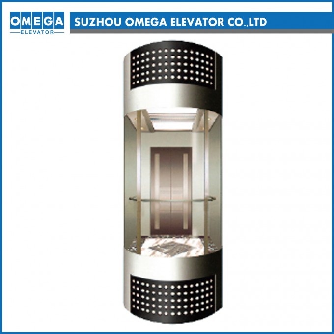 Otis Lift Gearless Machine Roomless Glass Stainless Steel Observation Passenger Elevator in China Image1