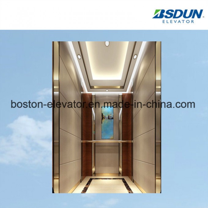 630kg Wooden Stainless Steel Passenger Elevator Image1