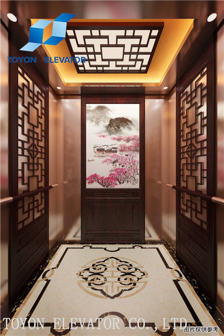 Passenger Home Elevator with Mirror Etched Stainless Steel Villa Elevator Image1