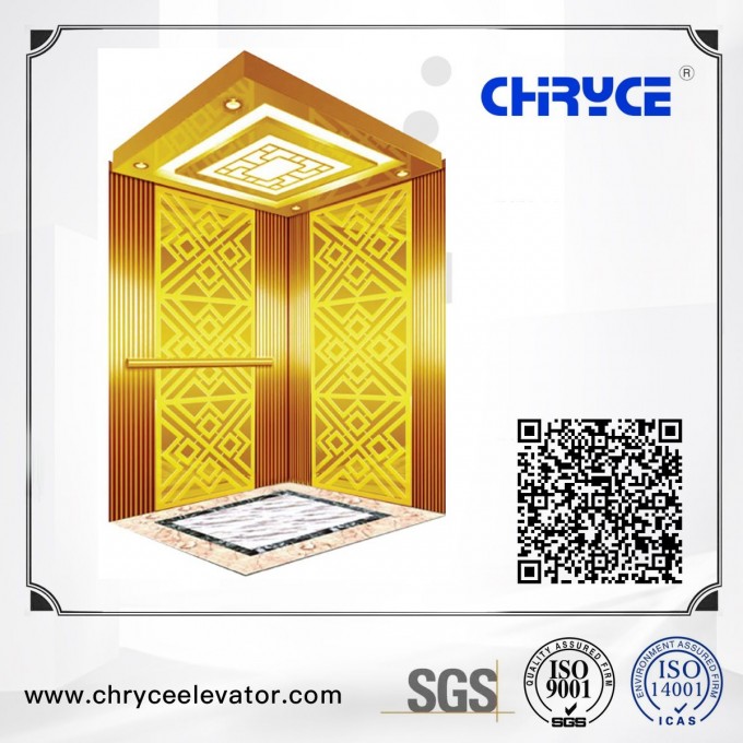 High Quality Home Passenger Elevator with Titanium Mirror Stainless Steel Image1