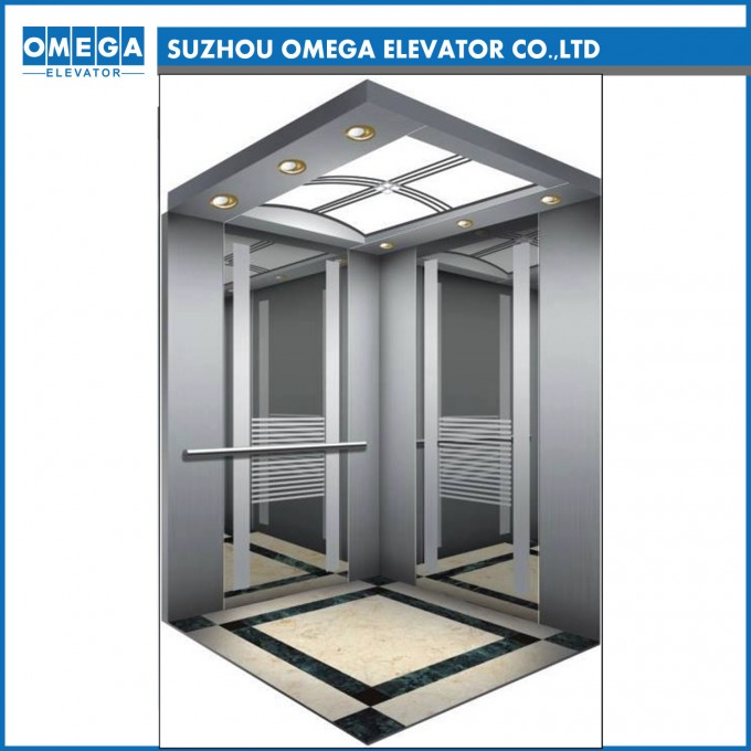 Giankone Mirror Etching Geared Machine Roomless Passenger Elevator Image1
