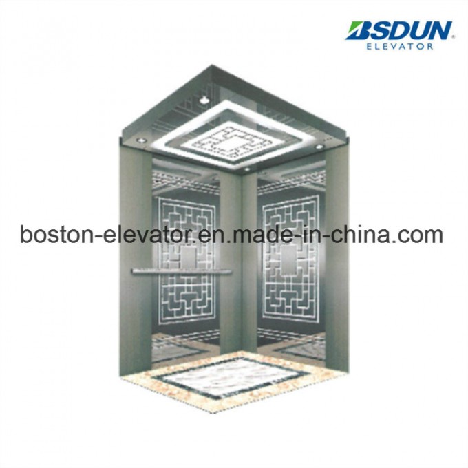 8 Persons Stainless Steel Mirror Etching Passenger Elevator Image1